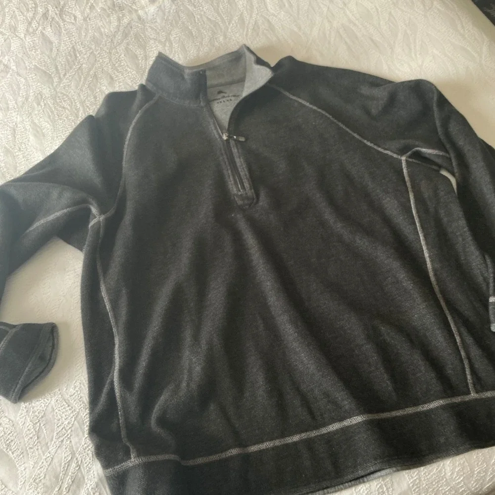 Tommy Bahama Jeans Quarter Zip Pullover Sweater Gray Mens‎ Casual